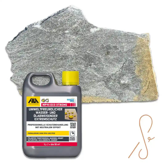 Bundle aus Quarzit Polygonalplatten 4-6 cm und Imprägnierung mit Natureffekt