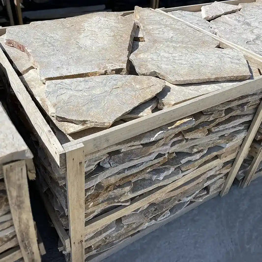 Clara Quarzit Platten im 80 m² Terrassenpaket COMPRESA bei Bruchsteinplatten.de