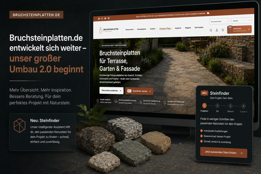 Bruchsteinplatten.de Umbau 2.0 mit neuer Desktop-Ansicht und digitalem Steinfinder für die Auswahl passender Natursteine