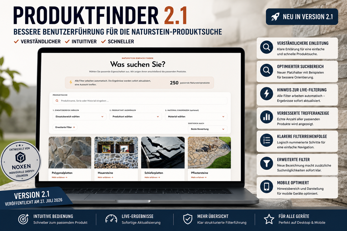 Produktfinder 2.1 – Neue Benutzerführung für die Naturstein-Produktsuche