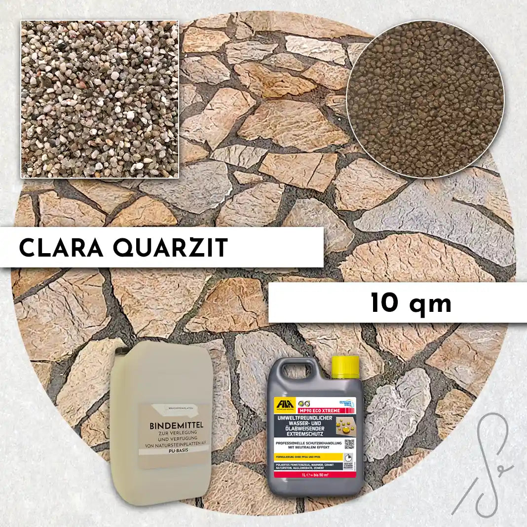 20 m² Terrassepakke COMPRESA med Clara kvartsitplader