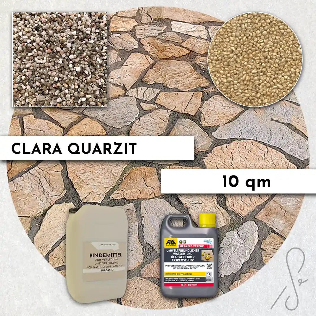 20 m² Pack terrasse COMPRESA avec dalles en quartzite Clara