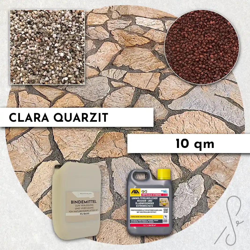 20 m² Pack terrasse COMPRESA avec dalles en quartzite Clara