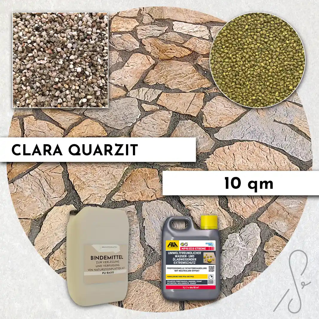 20 m² Pack terrasse COMPRESA avec dalles en quartzite Clara