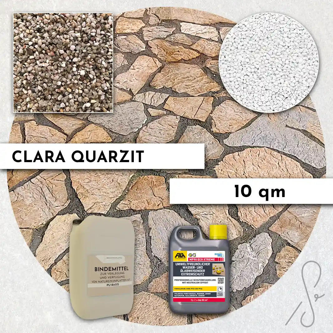 20 m² Terrassepakke COMPRESA med Clara kvartsitplader