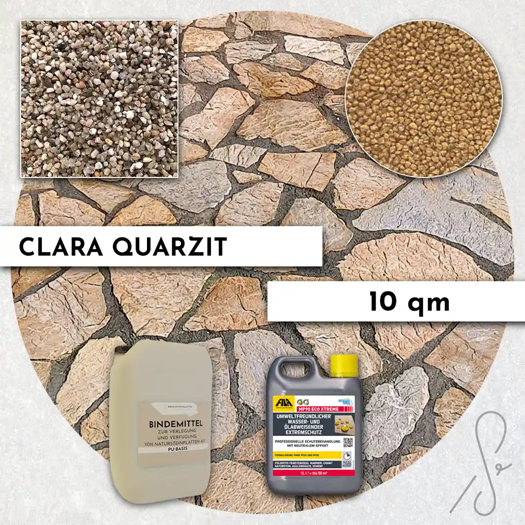 20 m² Pack terrasse COMPRESA avec dalles en quartzite Clara