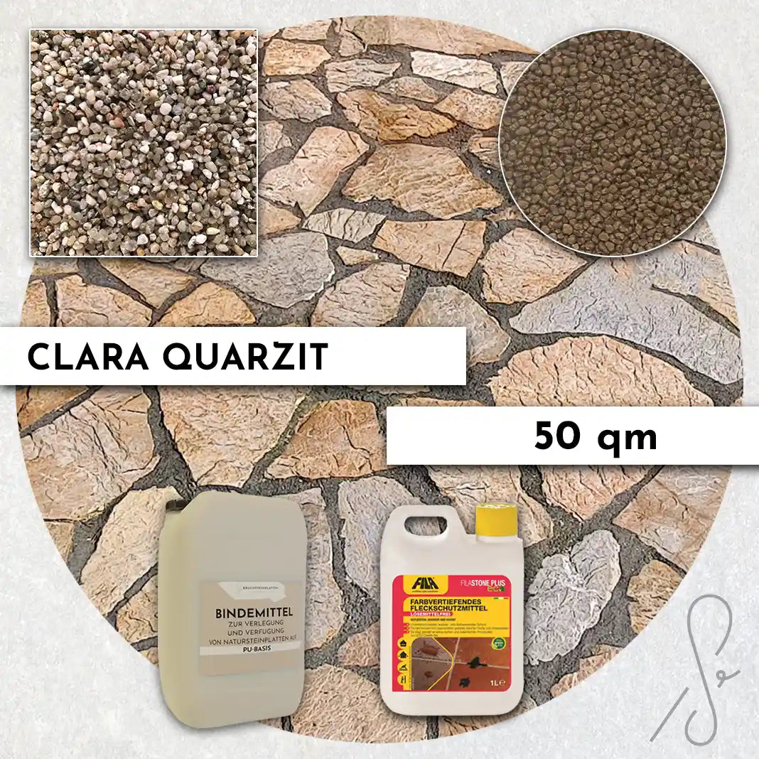 50 m² Terrassenpaket COMPRESA mit Clara Quarzitplatten