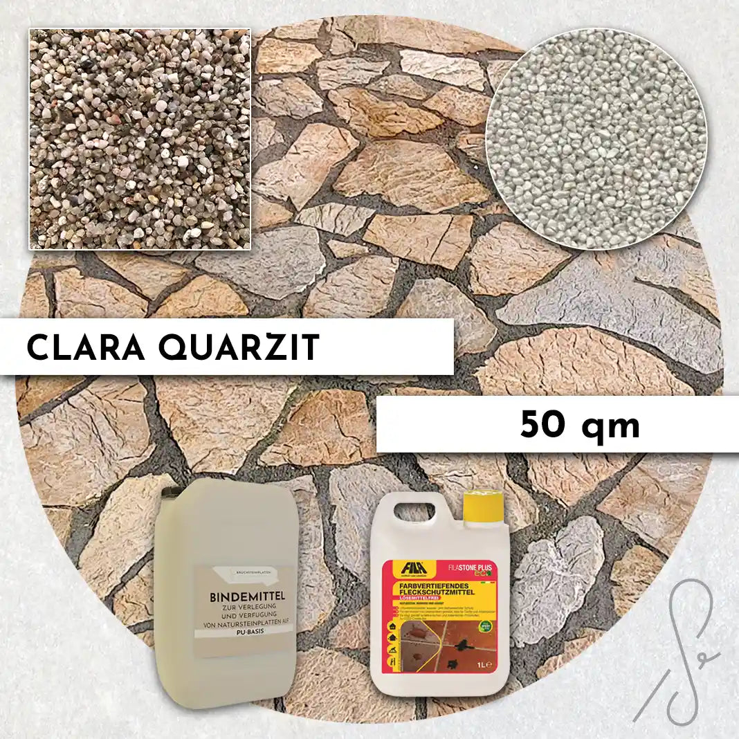 50 m² Terrassenpaket COMPRESA mit Clara Quarzitplatten