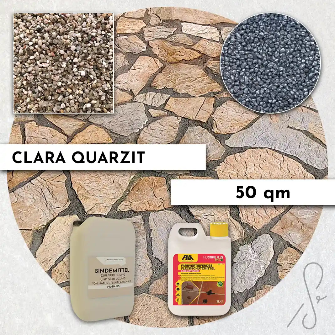 50 m² Terrassenpaket COMPRESA mit Clara Quarzitplatten