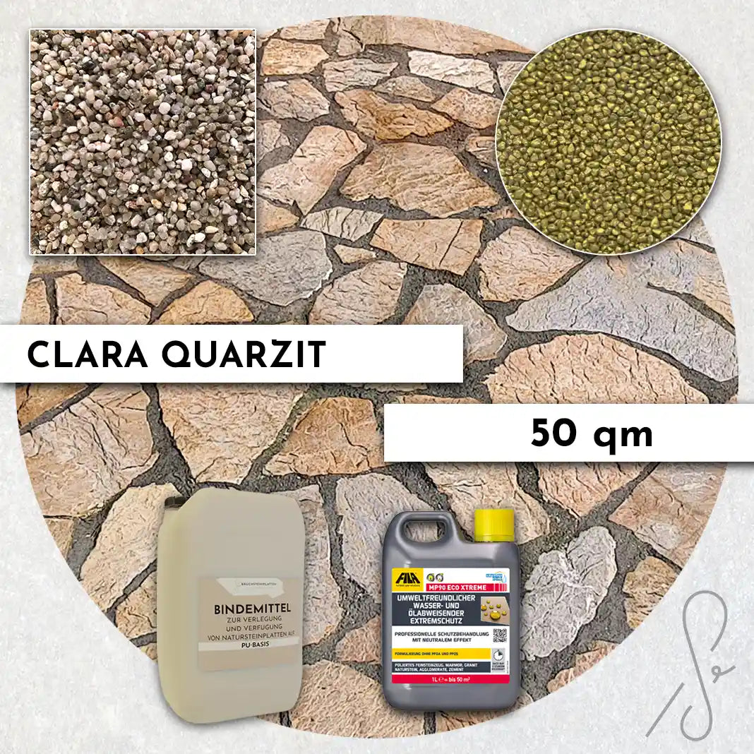 50 m² Terrassenpaket COMPRESA mit Clara Quarzitplatten