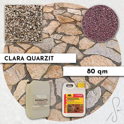 Compresa Clara Quarzit 80 qm, farbvertiefende Imprägnierung und Colorquarz Fugenmörtel in Rotviolett Metallic.