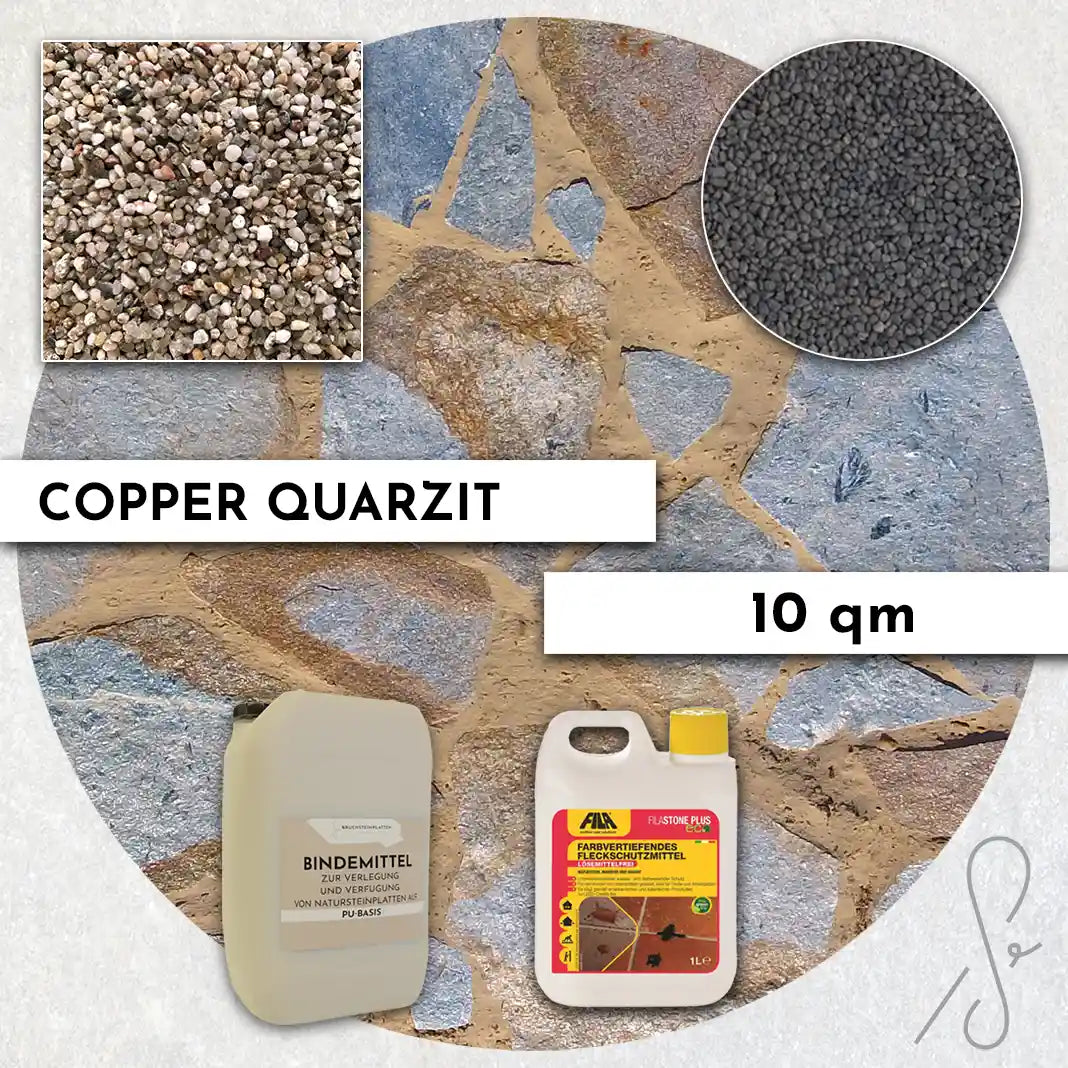 20 m² Terrassepakke COMPRESA med Copper Quarzit naturstenplader