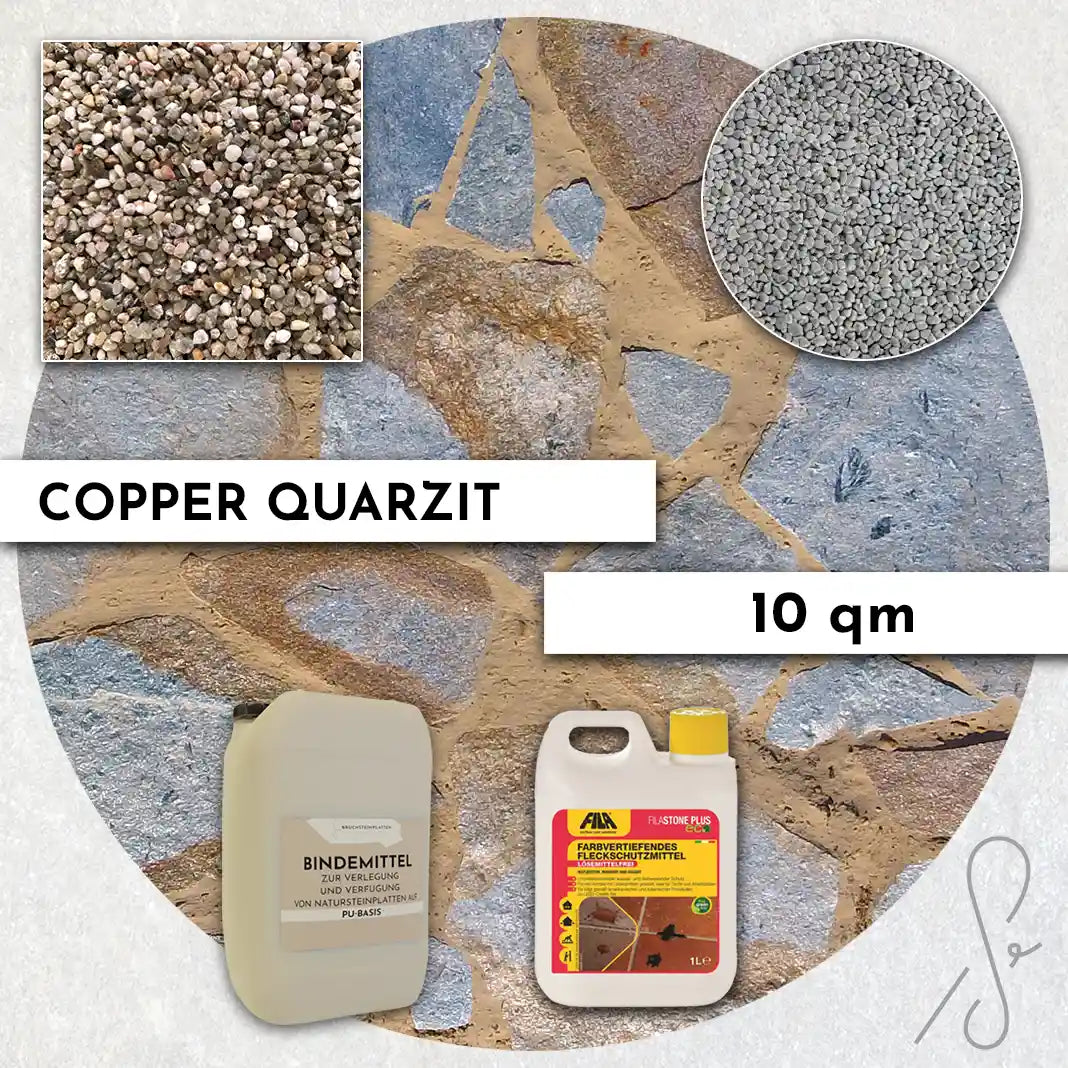 20 m² Terrassepakke COMPRESA med Copper Quarzit naturstenplader