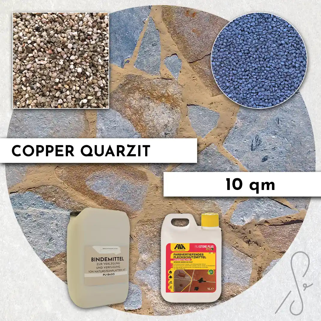 20 m² Terrassepakke COMPRESA med Copper Quarzit naturstenplader