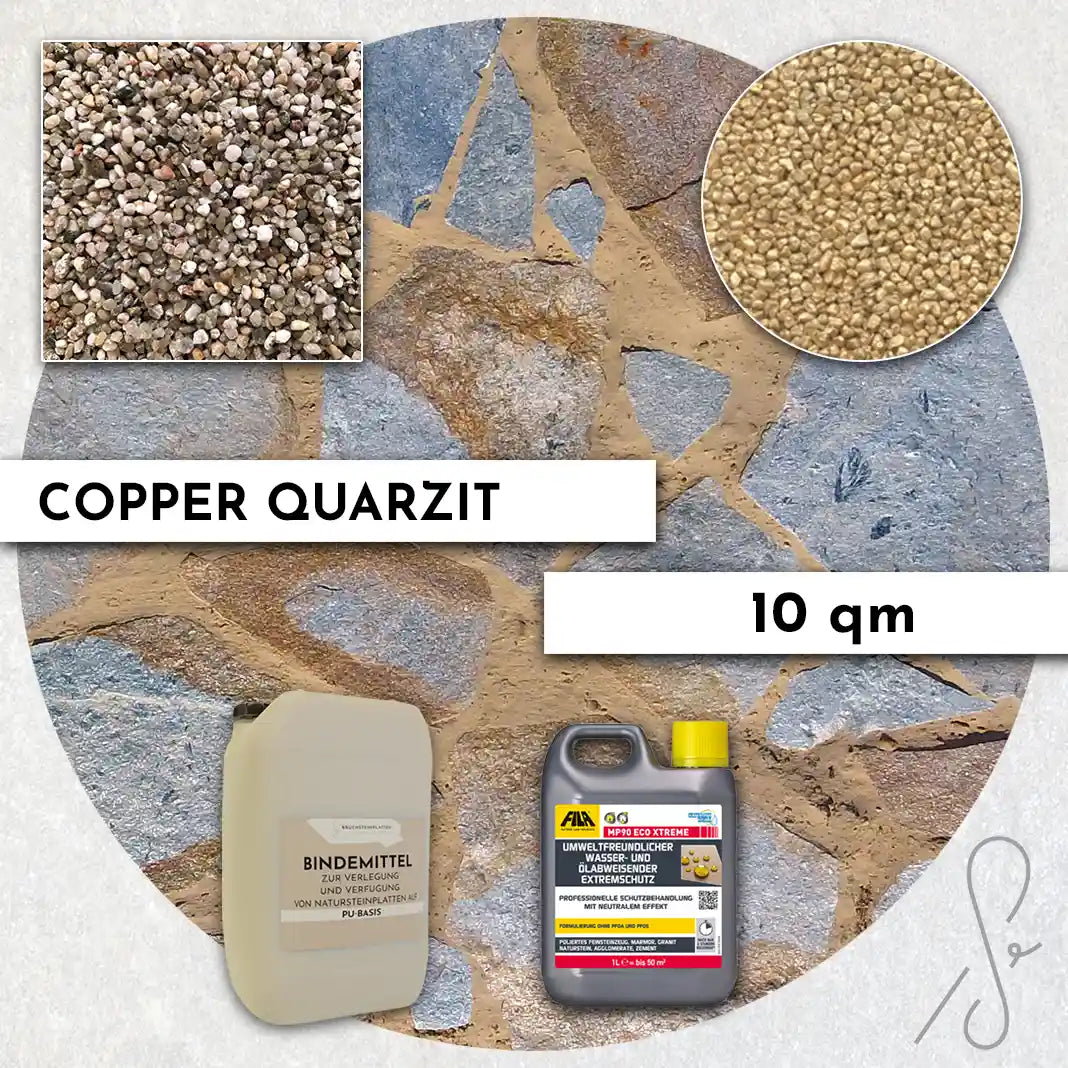 20 m² Terrassepakke COMPRESA med Copper Quarzit naturstenplader