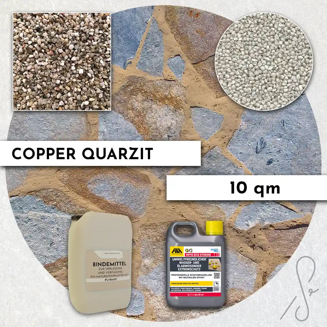 20 m² Terrassepakke COMPRESA med Copper Quarzit naturstenplader