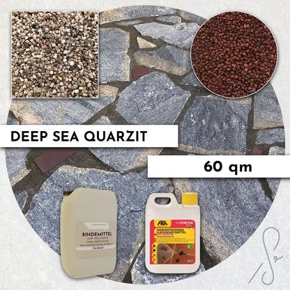 Pacchetto terrazza da 60 m² COMPRESA con lastre di quarzite Deep Sea