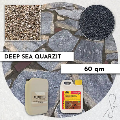 Pacchetto terrazza da 60 m² COMPRESA con lastre di quarzite Deep Sea