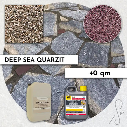 40 m² Pack terrasse COMPRESA avec dalles de quartzite Deep Sea