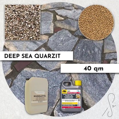 40 m² Pack terrasse COMPRESA avec dalles de quartzite Deep Sea