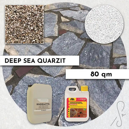 80 m² Pack de terrasse COMPRESA avec dalles de quartzite Deep Sea