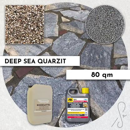 80 m² Pack de terrasse COMPRESA avec dalles de quartzite Deep Sea