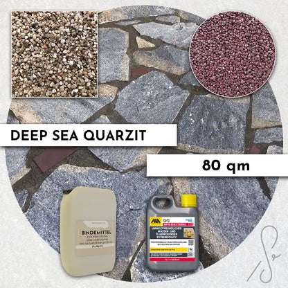 80 m² Pack de terrasse COMPRESA avec dalles de quartzite Deep Sea