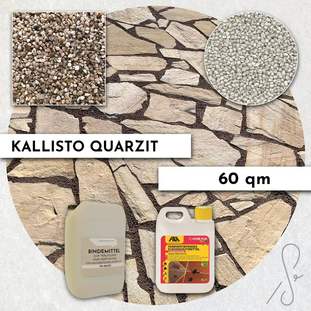 60 m² Terrassenpaket COMPRESA mit Kallisto Quarzitplatten