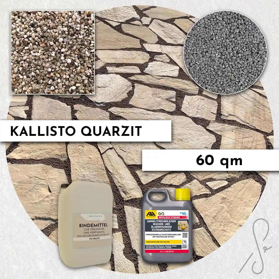 60 m² Terrassenpaket COMPRESA mit Kallisto Quarzitplatten