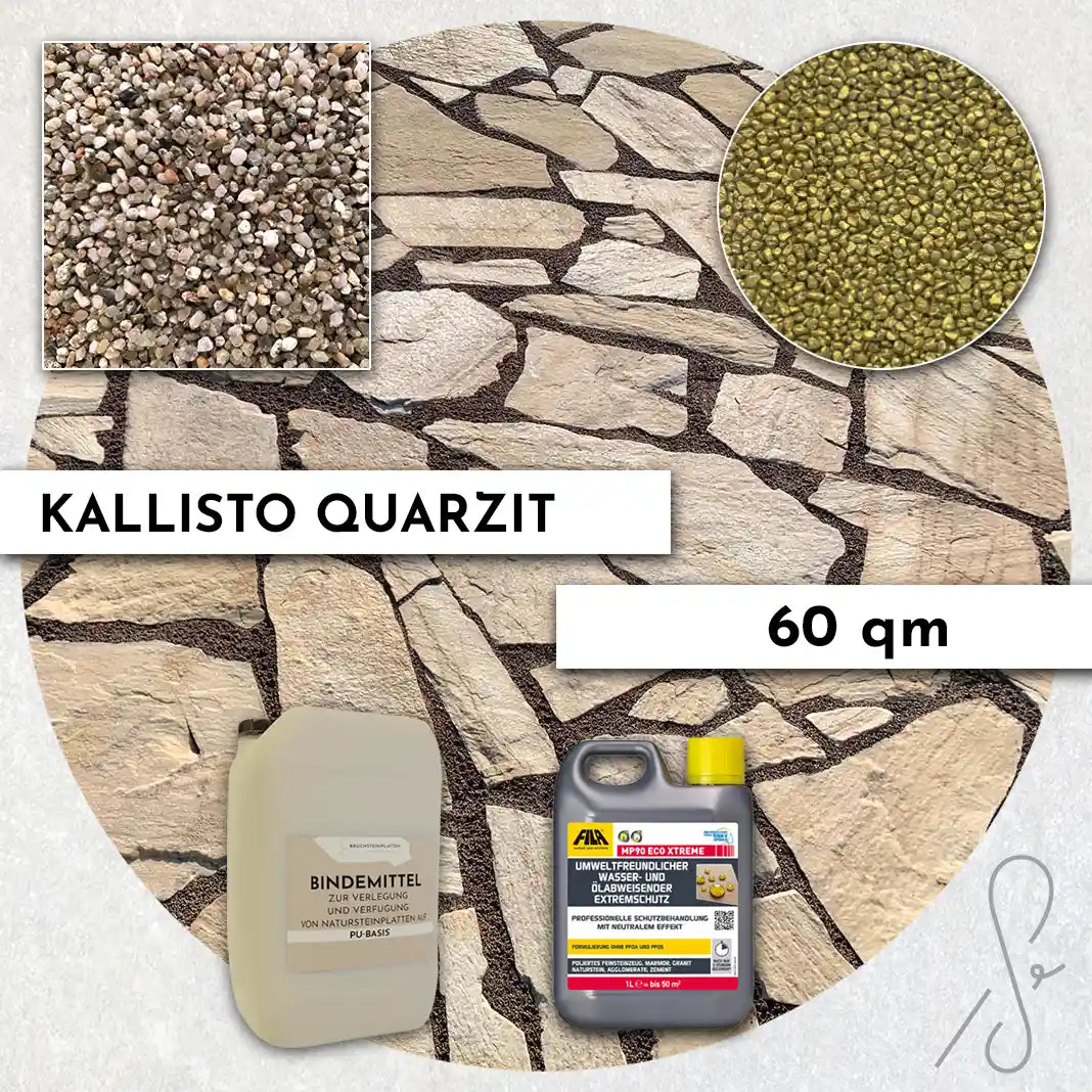 60 m² Terrassenpaket COMPRESA mit Kallisto Quarzitplatten