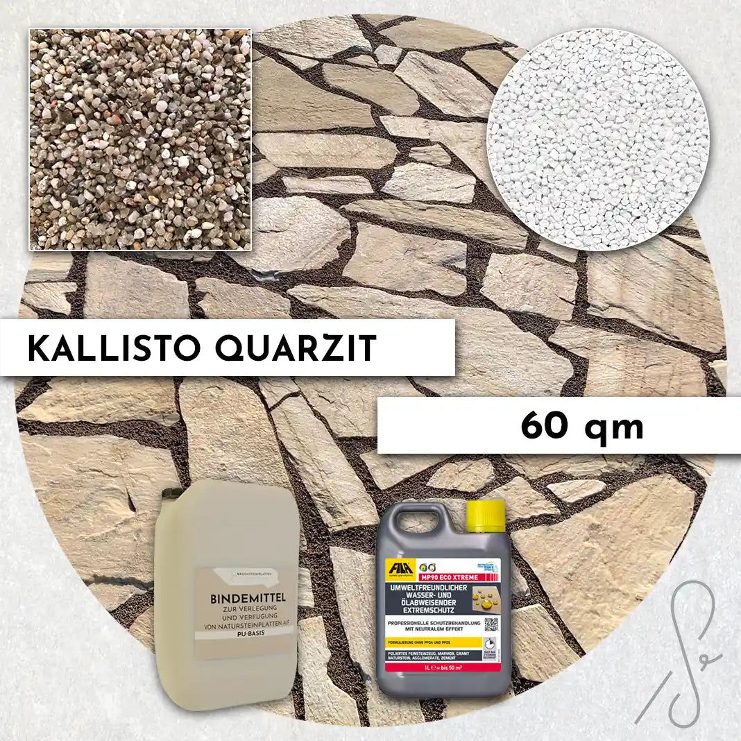 60 m² Terrassenpaket COMPRESA mit Kallisto Quarzitplatten