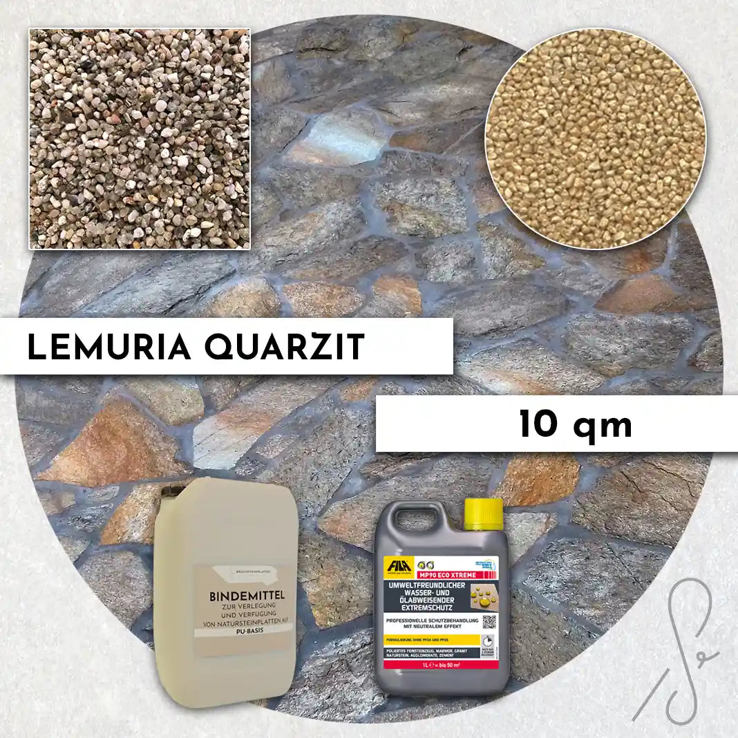 20 m² terrace package COMPRESA with Lemuria Light quartzite slabs