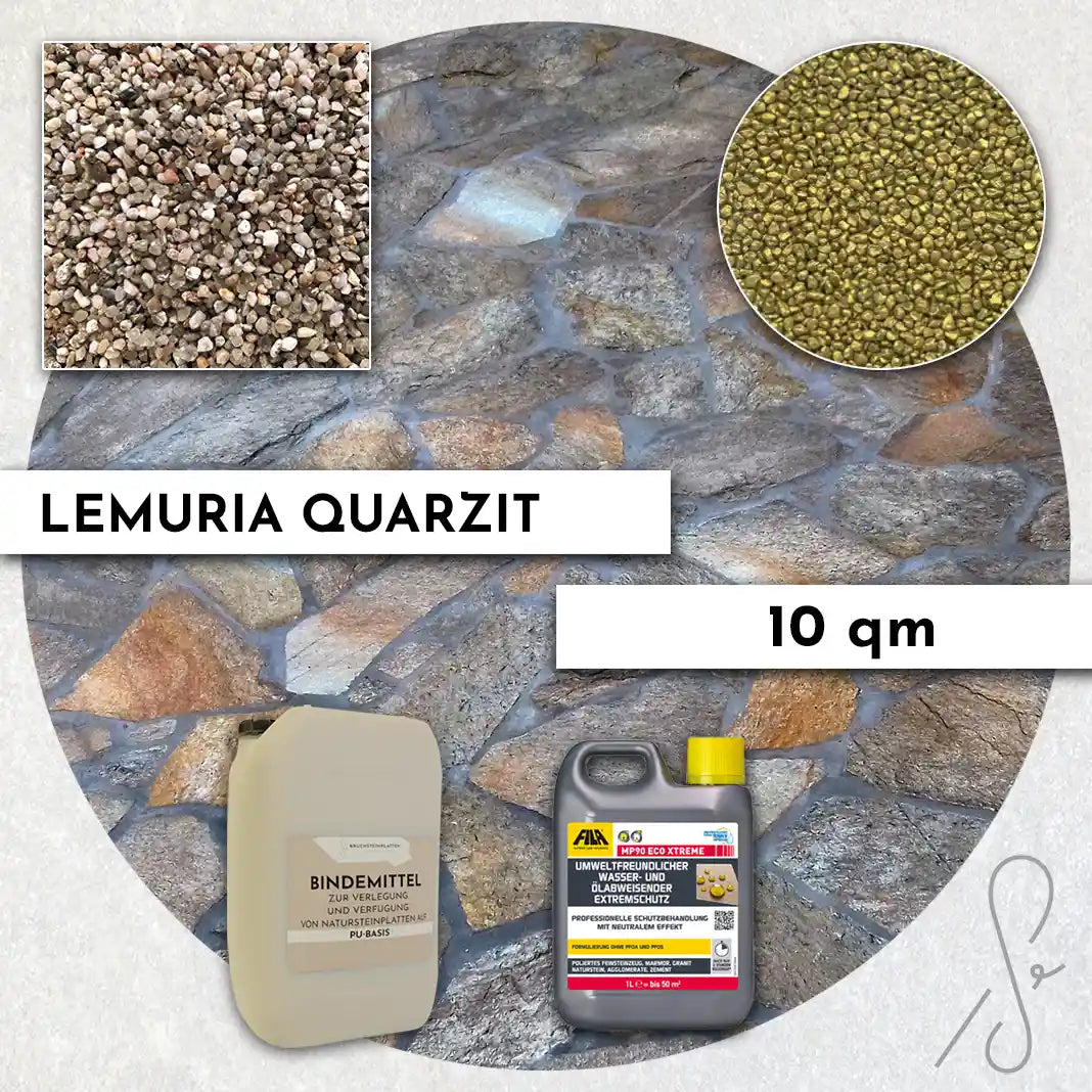 20 m² terrace package COMPRESA with Lemuria Light quartzite slabs