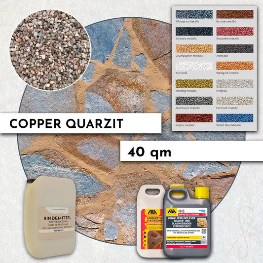 40 m² Terrassenpaket COMPRESA mit Copper Quarzit Natursteinplatten