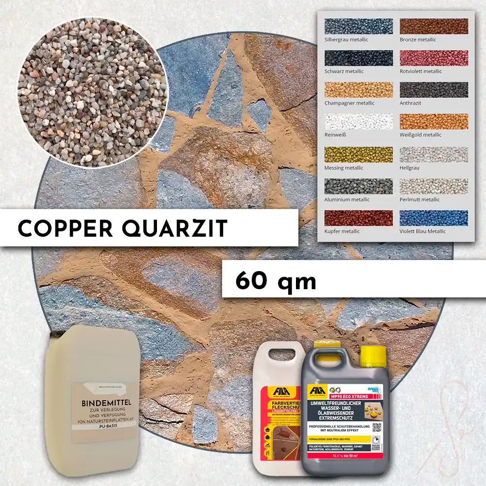 60 m² Terrassenpaket COMPRESA mit Copper Quarzitplatten