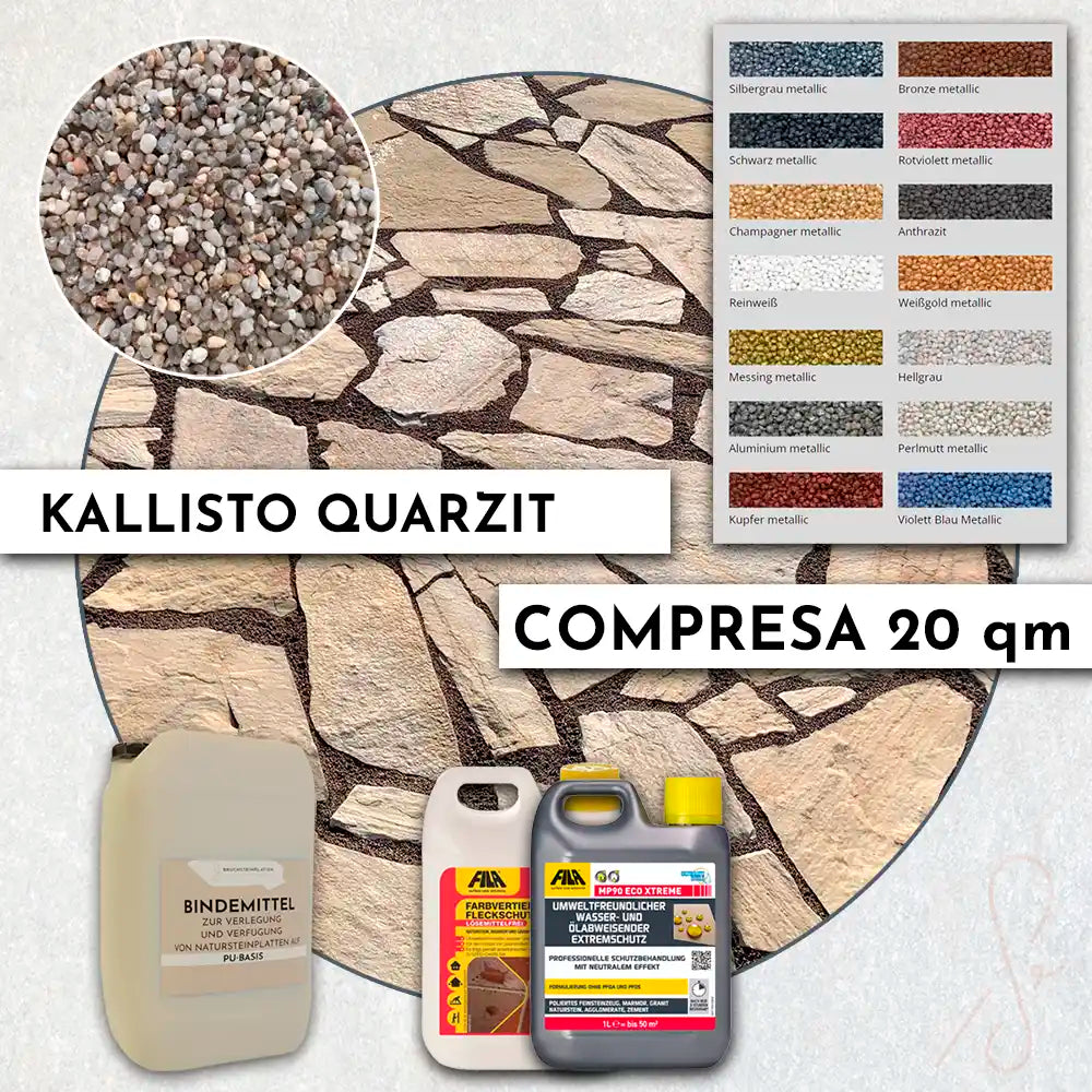 Terrassenpaket Kallisto Quarzit Platten für 20qm Terrasse