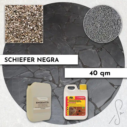 40 m² Terrassepakke COMPRESA med Negra skiferfliser
