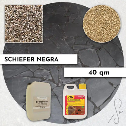 40 m² Terrassepakke COMPRESA med Negra skiferfliser