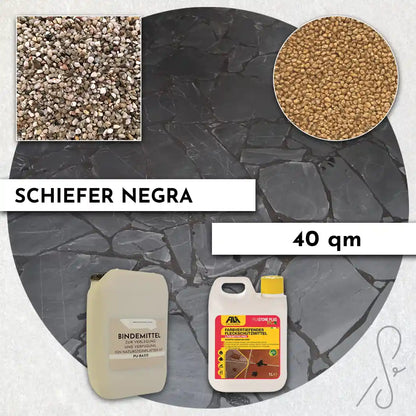 40 m² Terrassepakke COMPRESA med Negra skiferfliser