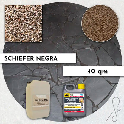 40 m² Terrassepakke COMPRESA med Negra skiferfliser