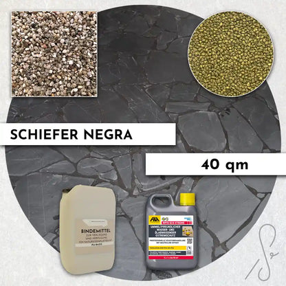 40 m² Terrassepakke COMPRESA med Negra skiferfliser