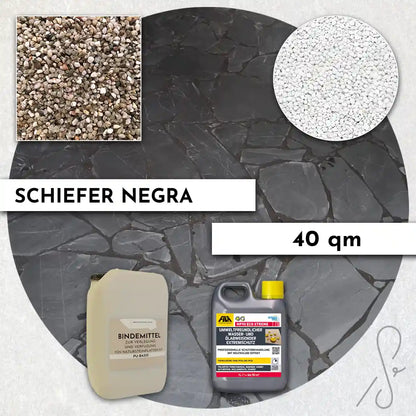 40 m² Terrassepakke COMPRESA med Negra skiferfliser