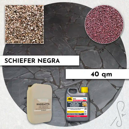 40 m² Terrassepakke COMPRESA med Negra skiferfliser