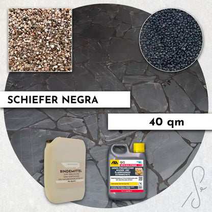 40 m² Terrassepakke COMPRESA med Negra skiferfliser