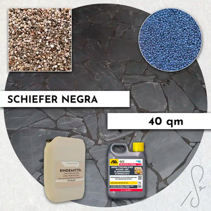 40 m² Terrassepakke COMPRESA med Negra skiferfliser