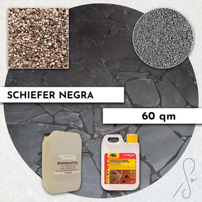 60 m² Terrassepakke COMPRESA med Negra skiferfliser