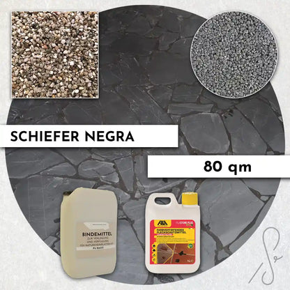 80 m² Terrassepakke COMPRESA med Negra skiferfliser