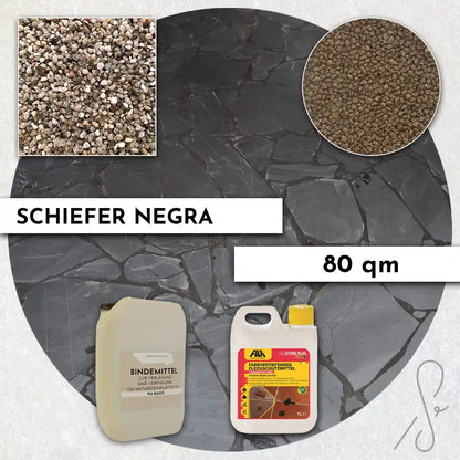 80 m² Terrassepakke COMPRESA med Negra skiferfliser