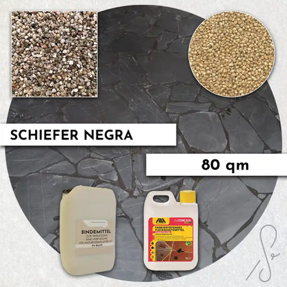 80 m² Terrassepakke COMPRESA med Negra skiferfliser