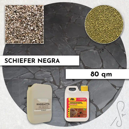 80 m² Terrassepakke COMPRESA med Negra skiferfliser